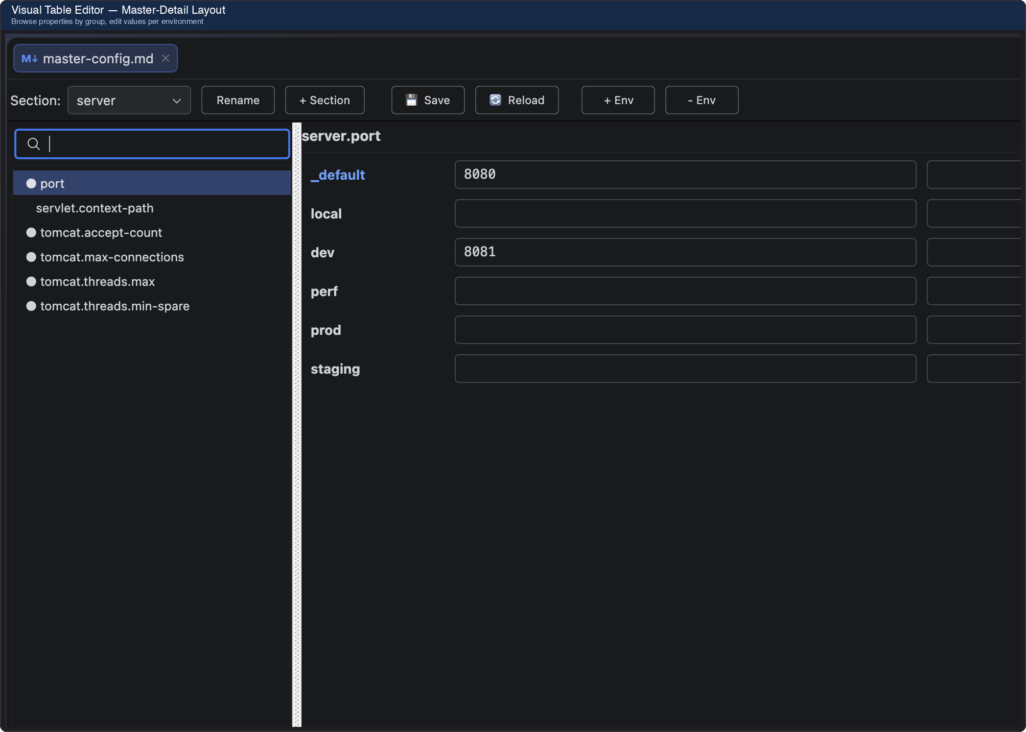 Visual Table Editor